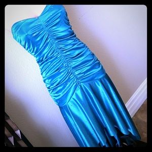 Beautiful Teal High Low Prom Dress